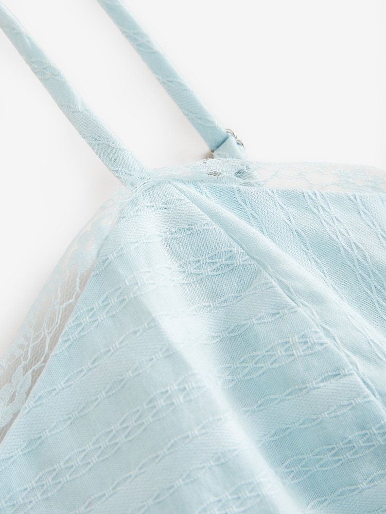 Laura Ashley Blue Cotton Dobby Strappy Beach Co-ord Top - Image 9 of 9