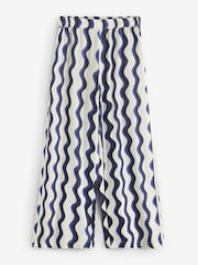 Laura Ashley Navy/White Wave Print Cotton Beach Trousers - Image 7 of 9