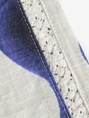 Laura Ashley Navy/White Wave Print Cotton Beach Trousers - Image 9 of 9