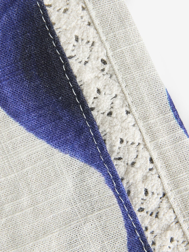 Laura Ashley Navy/White Wave Print Cotton Beach Trousers - Image 9 of 9