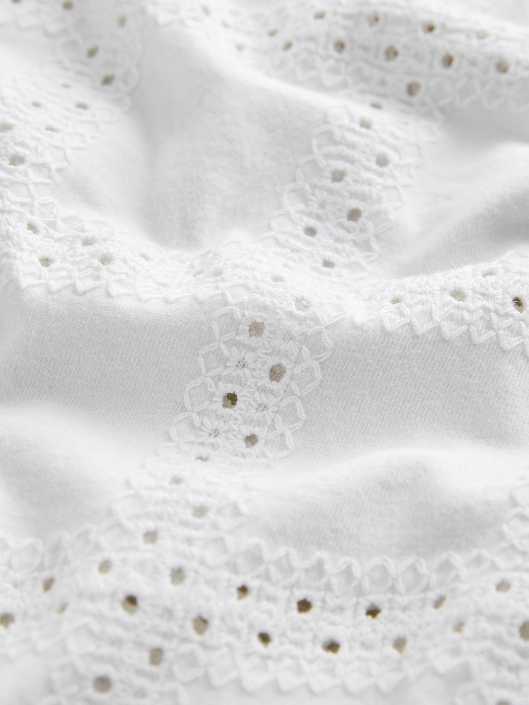 White Sailor Collar Sleeveless Broderie Top - Image 2 of 3