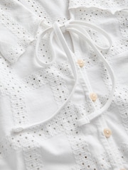White Sailor Collar Sleeveless Broderie Top - Image 3 of 3