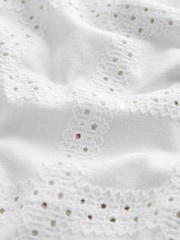 Alb - Sailor Collar Sleeveless Broderie Top - Imaginea 6 din 7