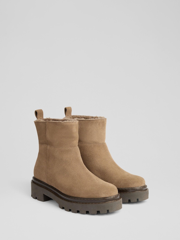 LK Bennett Cream Josie Suede Ankle Boots - Image 2 of 4