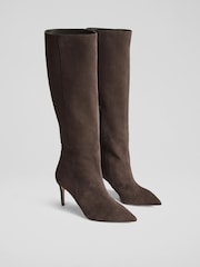 LK Bennett Brown Astrid Suede Knee Boots - Image 2 of 4