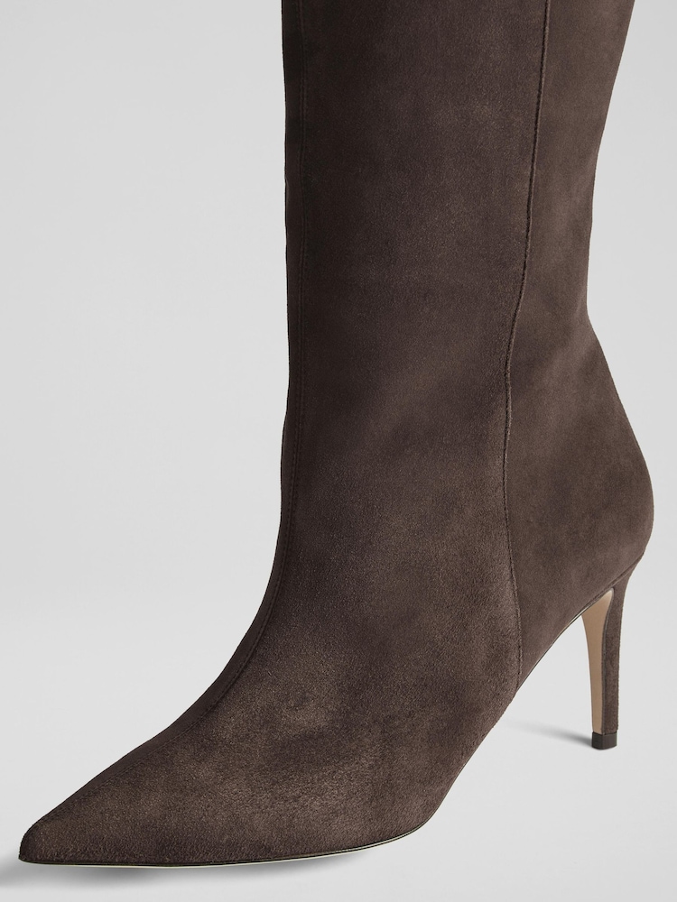 LK Bennett Brown Astrid Suede Knee Boots - Image 4 of 4 LK Bennett Brown Astrid Suede Knee Boots - Image 4 of 4