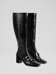 LK Bennett Black Gigi Crinkled Patent Ankle Boots - Image 2 of 4