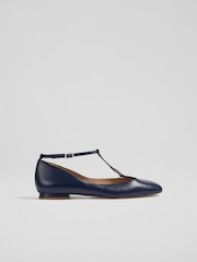 LK Bennett Blue Minna Leather Maryjane Flats - Image 1 of 4