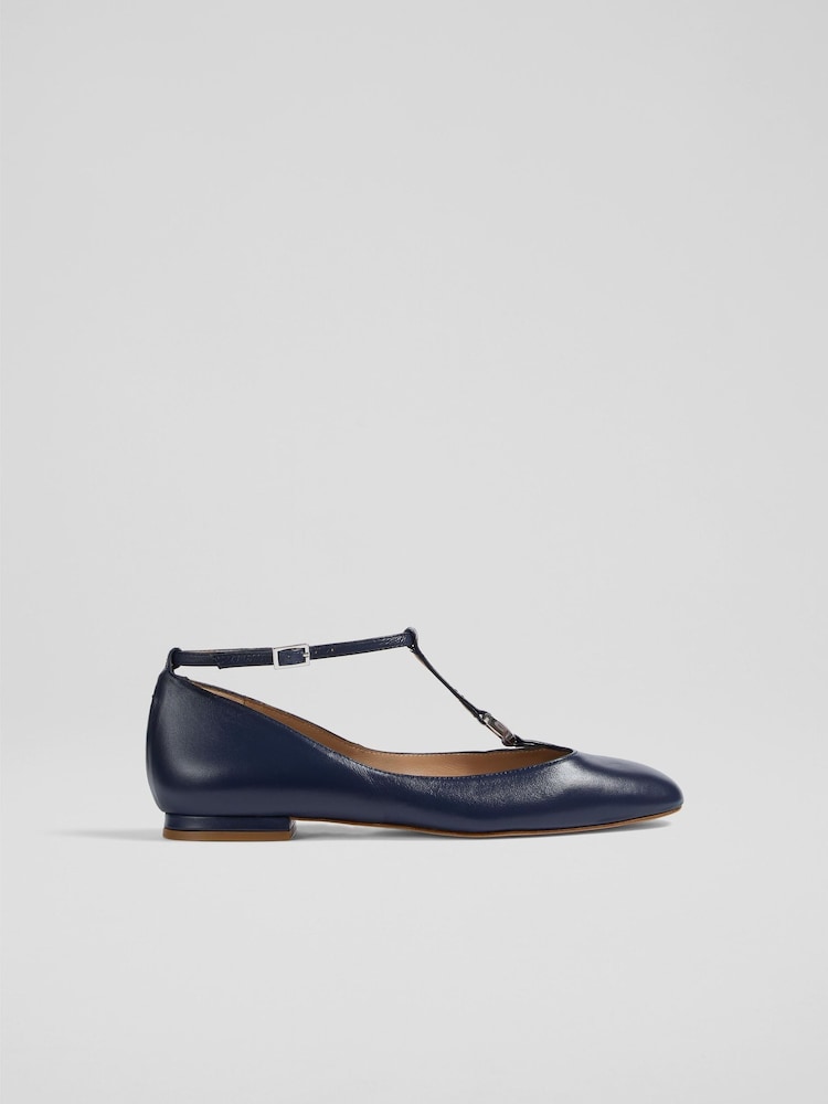LK Bennett Blue Minna Leather Maryjane Flats - Image 1 of 4