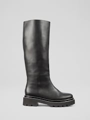 LK Bennett Black Julia Nappa Leather Knee Boots - Image 1 of 3