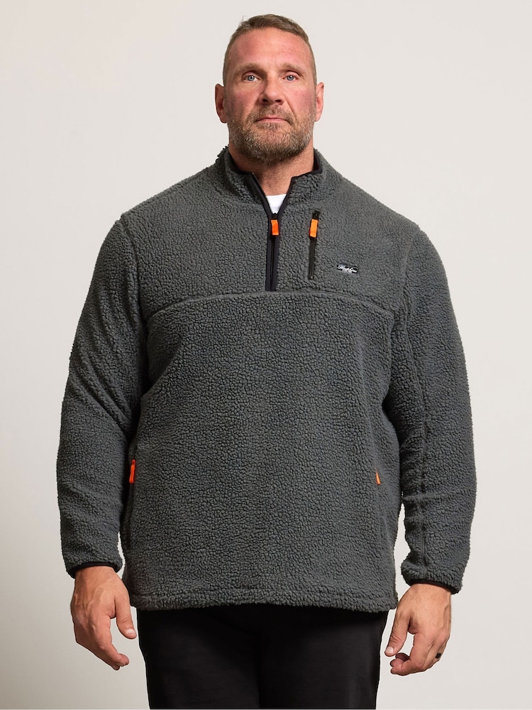 BadRhino Big & Tall Grey Sherpa Quarter Zip Fleece - Image 1 of 6