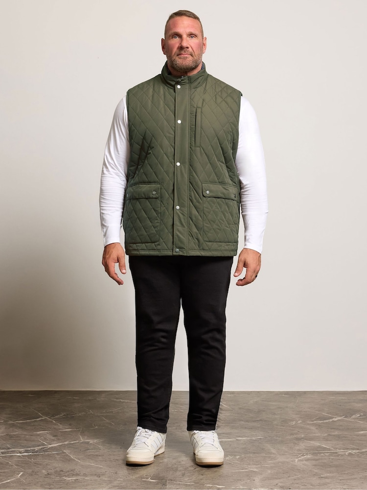 BadRhino Big & Tall Green Diamond Quilted Gilet - Image 2 of 7 BadRhino Big & Tall Green Diamond Quilted Gilet - Image 2 of 7