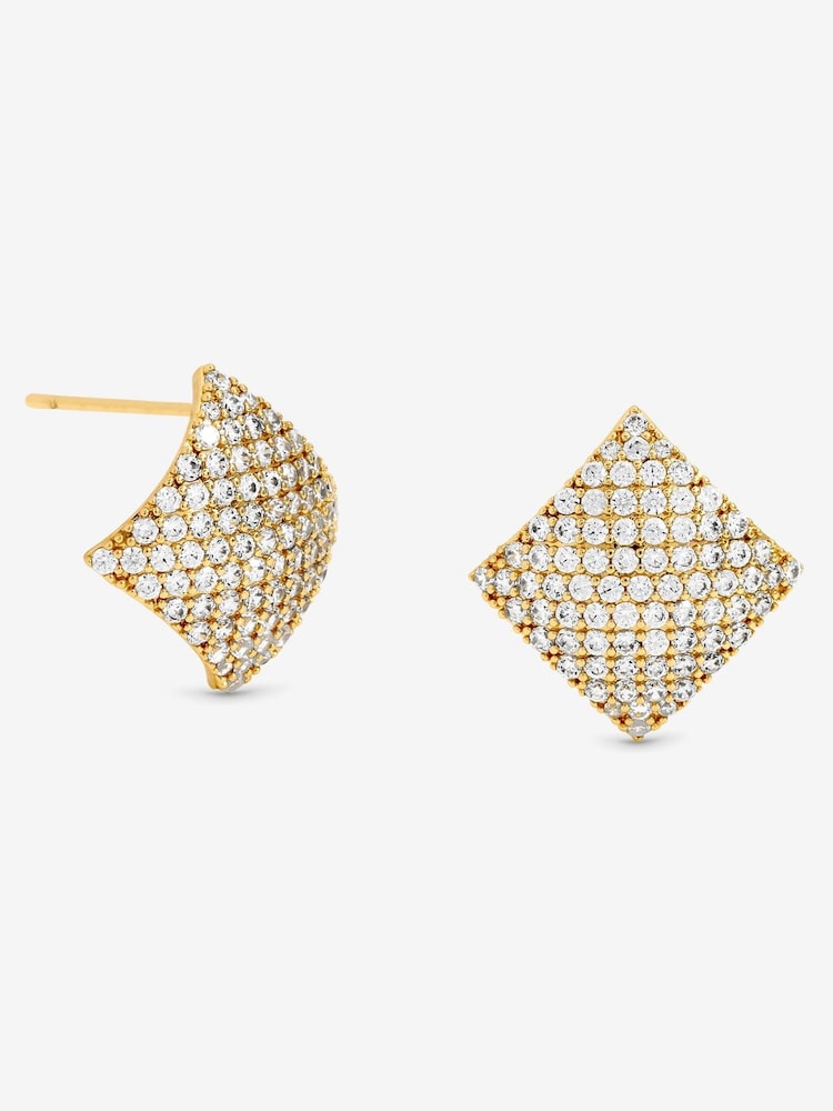 Jon Richard Gold Gold Plated and Pave Diamond Shape Studs - Image 1 of 2