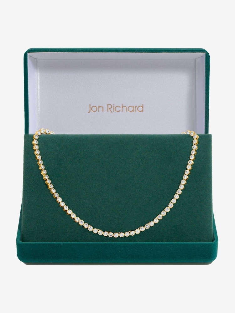 Jon Richard Gold 14K Plated and Crystal Cubic Zirconia Tennis Necklace - Gift Box - Image 1 of 4 Jon Richard Gold 14K Plated and Crystal Cubic Zirconia Tennis Necklace - Gift Box - Image 1 of 4