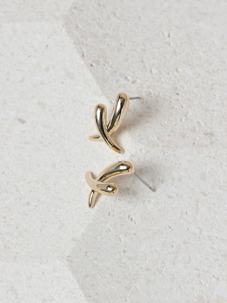 Jon Richard Gold Plated Polished Kiss Earrings - Image 2 of 2 Jon Richard Gold Plated Polished Kiss Earrings - Image 2 of 2