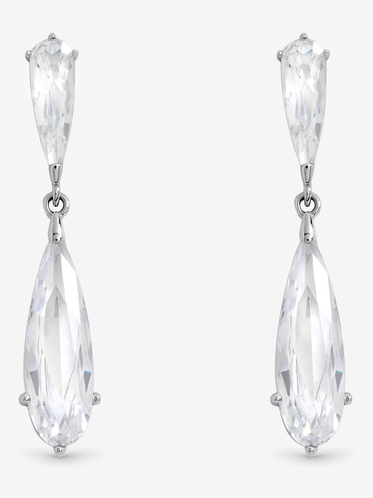 Jon Richard Silver Rhodium Plated Delicate Crystal Drop Earrings - Image 1 of 2 Jon Richard Silver Rhodium Plated Delicate Crystal Drop Earrings - Image 1 of 2