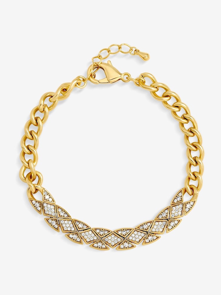 Jon Richard Gold 14K Plated and Pave Link Bracelet - Image 1 of 3