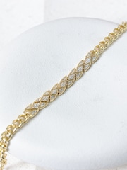 Jon Richard Gold 14K Plated and Pave Link Bracelet - Image 2 of 3
