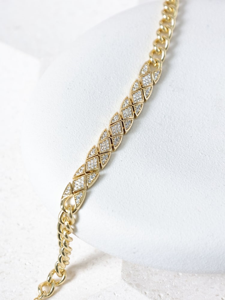 Jon Richard Gold 14K Plated and Pave Link Bracelet - Image 3 of 3 Jon Richard Gold 14K Plated and Pave Link Bracelet - Image 3 of 3