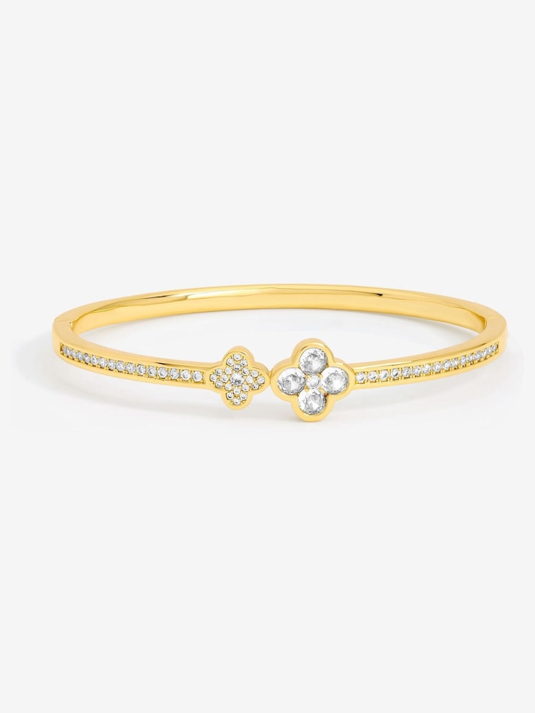Jon Richard Gold Plated and Pave Clover Bangle - Image 1 of 4 Jon Richard Gold Plated and Pave Clover Bangle - Image 1 of 4