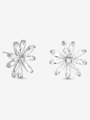 Jon Richard Silver Rhodium Plated Cubic Zirconia Flower Stud Earrings - Image 1 of 3