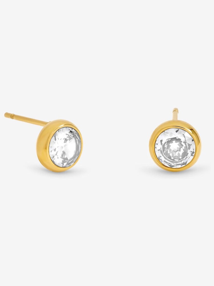 Jon Richard Gold Waterproof Gold Tone Crystal Besel Stud Earrings - Image 1 of 4 Jon Richard Gold Waterproof Gold Tone Crystal Besel Stud Earrings - Image 1 of 4