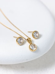 Jon Richard Gold Waterproof Gold Tone Crystal Besel Stud Earrings - Image 3 of 4
