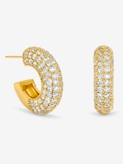 Jon Richard Gold Plated Chubby Pave Hoop Earrings - Image 1 of 2