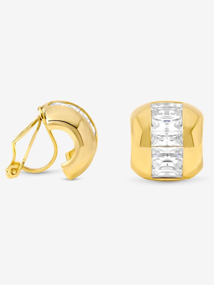 Jon Richard Gold Plated and Crystal Dome Clip Earrings - Image 1 of 2