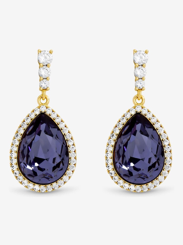Jon Richard Silver Rhodium Plated and Crystal Vitrail Drop Earrings - Image 1 of 3