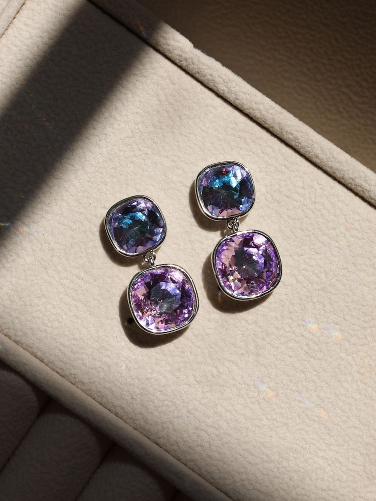 Jon Richard Silver Rhodium Plated and Crystal Vitrail Drop Earrings - Image 3 of 3