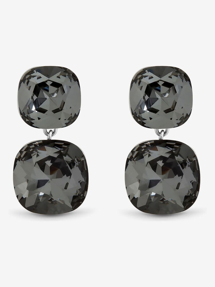 Jon Richard Silver Rhodium Plated and Black Diamond Drop Earrings - Image 1 of 1