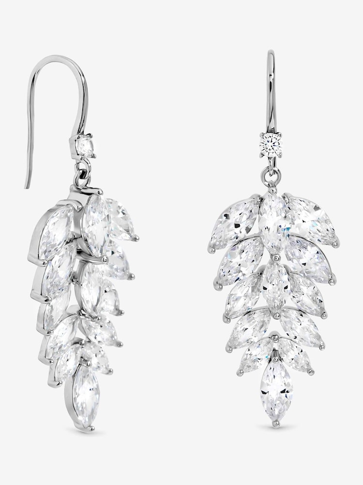 Jon Richard Silver Rhodium Plated Fishhook Leaf Drop Earrings - Image 1 of 2 Jon Richard Silver Rhodium Plated Fishhook Leaf Drop Earrings - Image 1 of 2