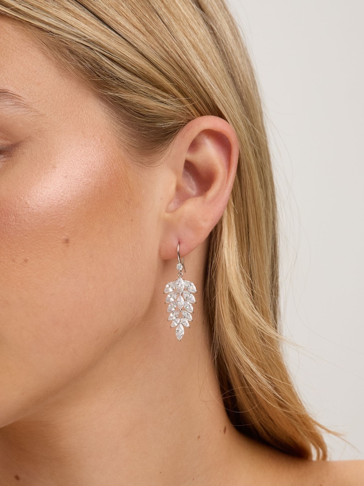 Jon Richard Silver Rhodium Plated Fishhook Leaf Drop Earrings - Image 2 of 2