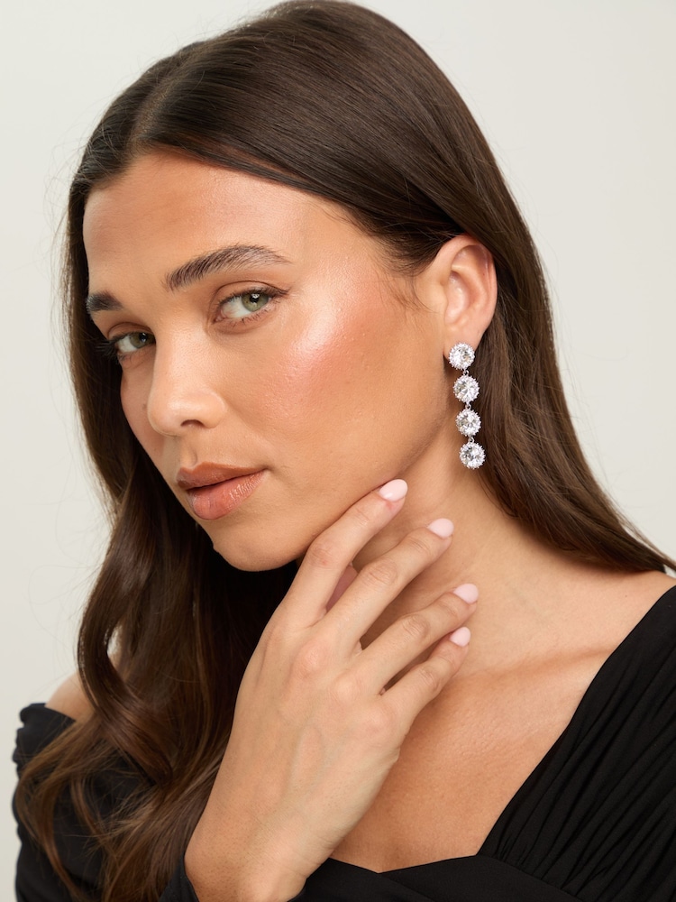 Jon Richard Silver Tone Crystal Statement Drop Earrings - Image 2 of 3