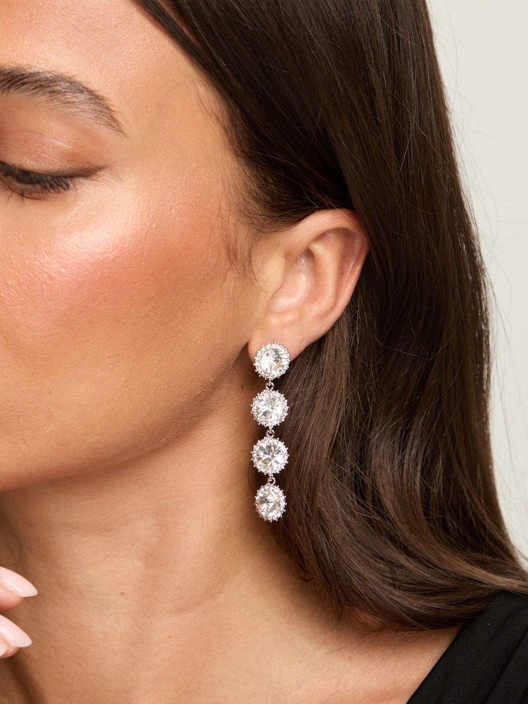 Jon Richard Silver Tone Crystal Statement Drop Earrings - Image 3 of 3
