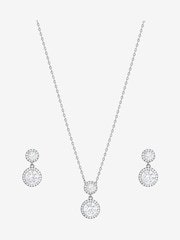 Jon Richard Silver Rhodium Plated and Cubic Zirconia Double Halo Drop Set Gift Box - Image 2 of 5