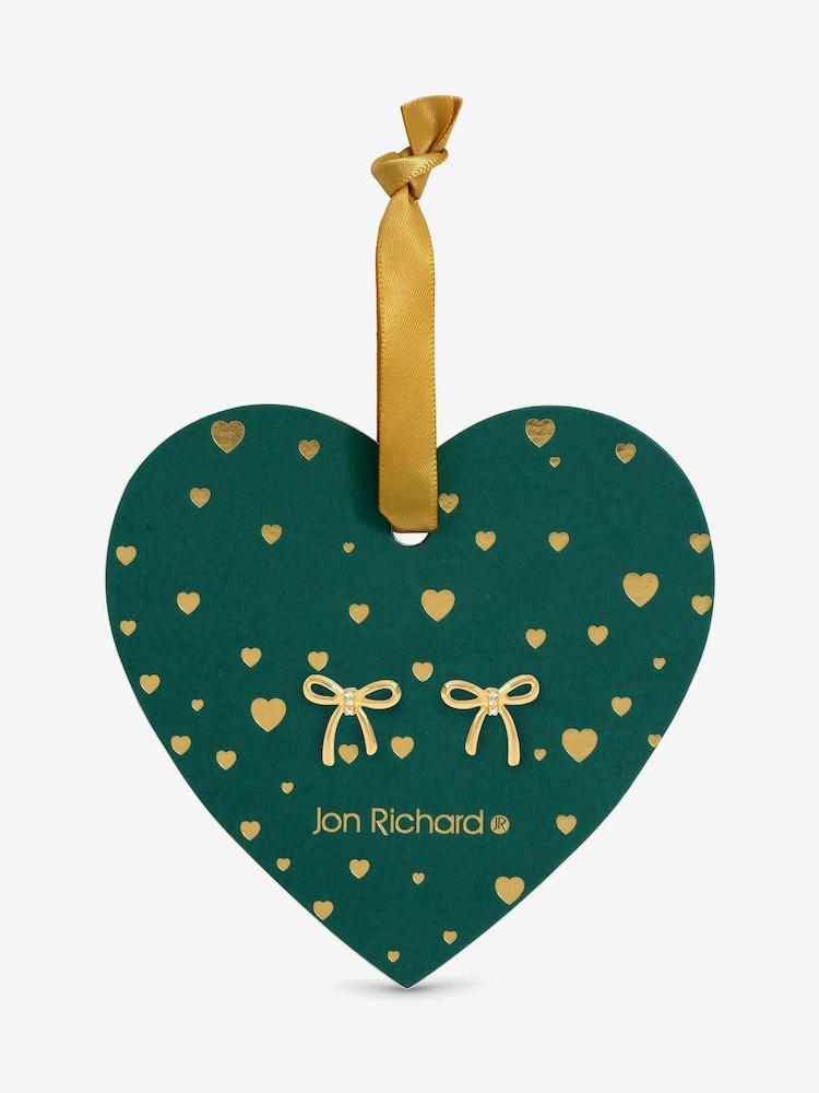 Jon Richard Gold 18K Plated Bow Earrings Hanging Heart - Image 2 of 2