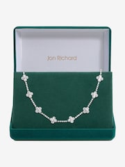 Jon Richard Silver Rhodium Plated and Diamond Cut Station Clover Necklace Gift Box - Image 1 of 4