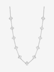 Jon Richard Silver Rhodium Plated and Diamond Cut Station Clover Necklace Gift Box - Image 2 of 4