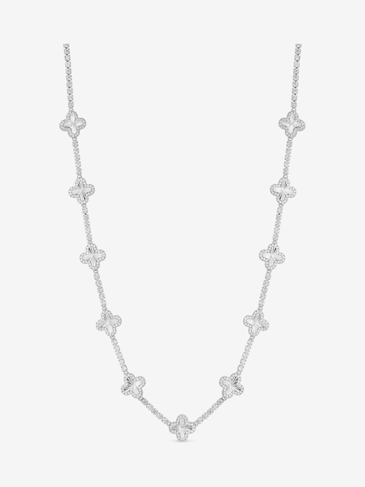 Jon Richard Silver Rhodium Plated and Diamond Cut Station Clover Necklace Gift Box - Image 2 of 4 Jon Richard Silver Rhodium Plated and Diamond Cut Station Clover Necklace Gift Box - Image 2 of 4