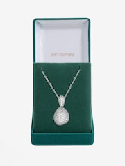 Jon Richard Silver Rhodium Plated and Cubic Zirconia Drop Dome Pendant Gift Box - Image 1 of 4