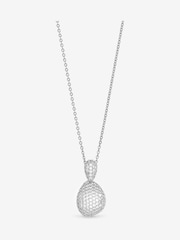Jon Richard Silver Rhodium Plated and Cubic Zirconia Drop Dome Pendant Gift Box - Image 2 of 4