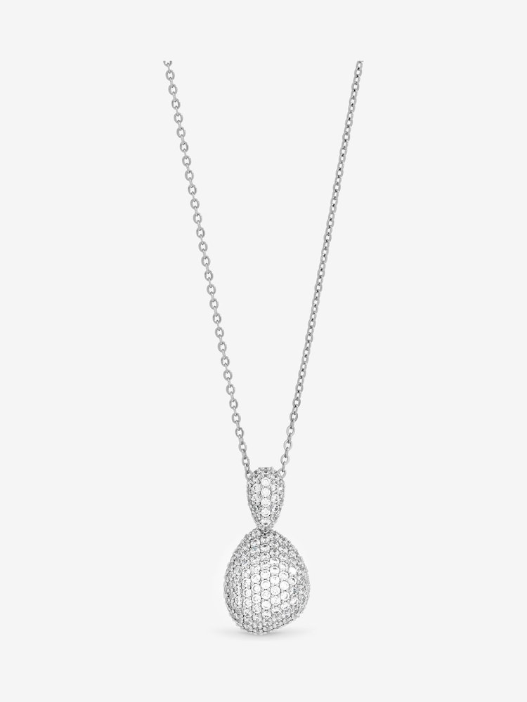 Jon Richard Silver Rhodium Plated and Cubic Zirconia Drop Dome Pendant Gift Box - Image 2 of 4 Jon Richard Silver Rhodium Plated and Cubic Zirconia Drop Dome Pendant Gift Box - Image 2 of 4