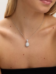 Jon Richard Silver Rhodium Plated and Cubic Zirconia Drop Dome Pendant Gift Box - Image 4 of 4