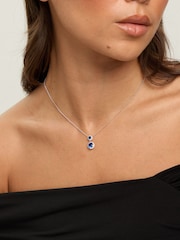 Jon Richard Silver Rhodium Plated and Cubic Zirconia Double Halo Sapphire Drop Set Gift Box - Image 4 of 4