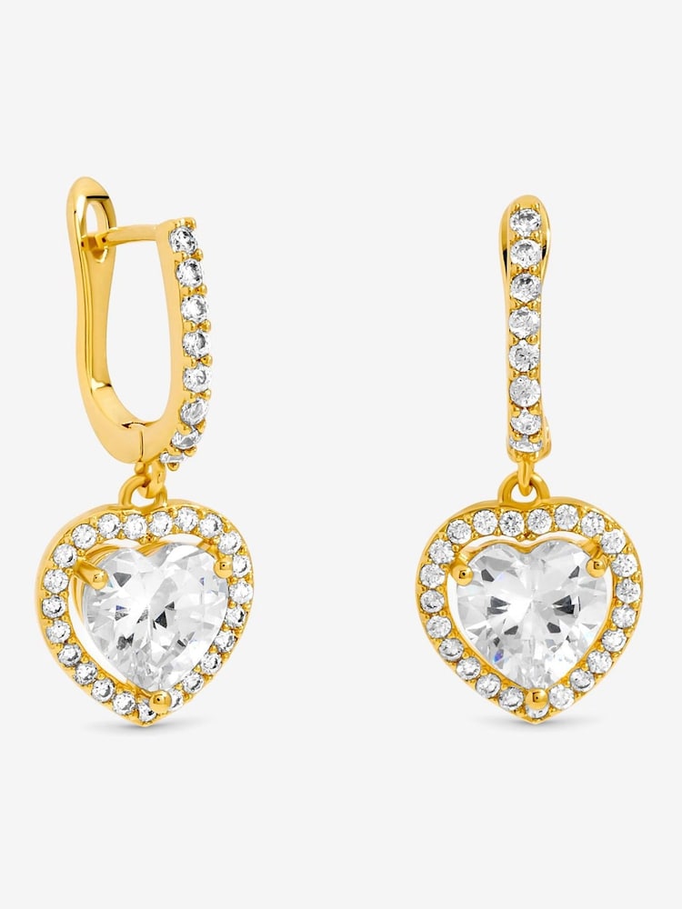 Jon Richard Gold Plated and Crystal Halo Heart Hoop Earrings - Image 1 of 2