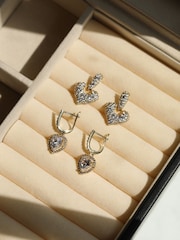 Jon Richard Gold Plated and Crystal Halo Heart Hoop Earrings - Image 2 of 2
