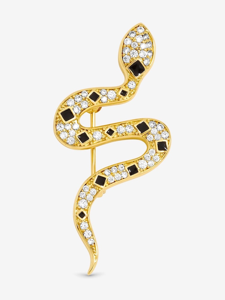 Jon Richard Gold Plated Crystal and Jet Snake Brooch Gift Box - Image 1 of 3