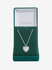 Jon Richard Silver Rhodium Plated and Pave Heart Pendant Gift Box - Image 1 of 4